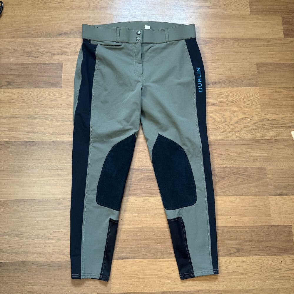 Women's Dublin Gray Black Breeches Horseback Riding Stretch Pants Sz 14 (32")